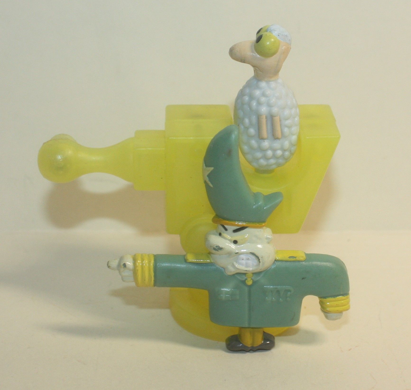A picture of the Sheep Ray Gun toy, out of its packaging and set up.