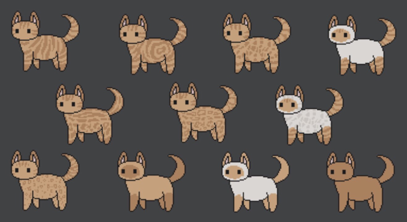 11 ginger not-cats showing all 11 patterns