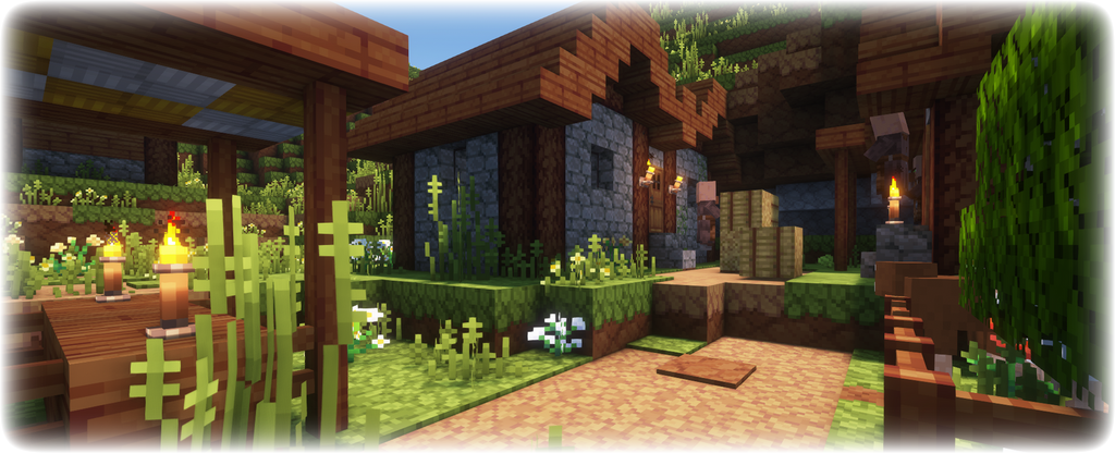 A Minecraft village with the applied resource pack