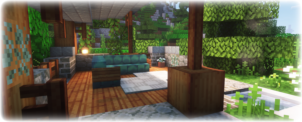 Patio overlooking hills with the resource pack applied