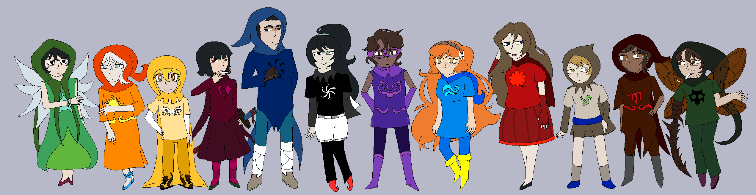 Limbus Company Sinners with classpects (Yi Sang Sylph of Mind, Faust Seer of Mind, Don Quixote Knight of Hope, Ryoshu Witch of Heart, Meursault Maid of Void, Hong Lu Bard of Space, Heathcliff Rogue of Rage, Ishmael Thief of Breath, Rodion Prince of Time, Sinclair Page of Life, Outis Mage of Blood, and Gregor Heir of Doom)