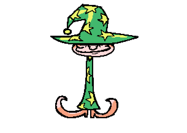 skinny goofy looking green wizard