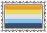 A stamp of the sunset aro-ace pride flag