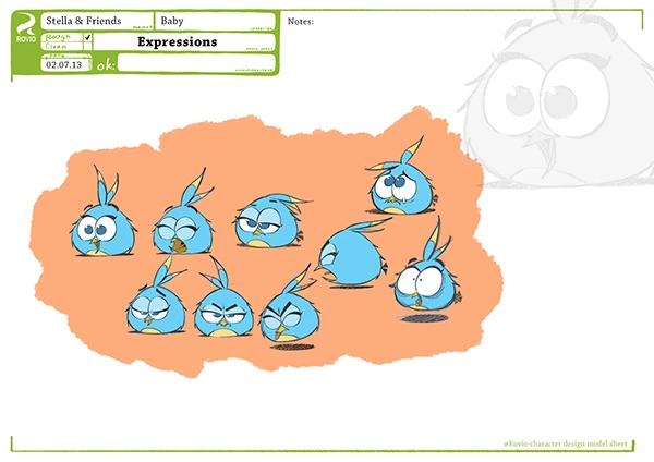 Concept art for Luca's expressions, notably having prominent eyelashes. He is also reffered to as 'Baby' 