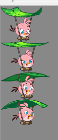 various sprites of Stella riding a paraglider.