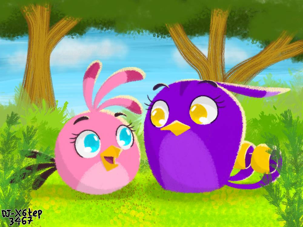 Stella and Gale standing next to each other in a forest.