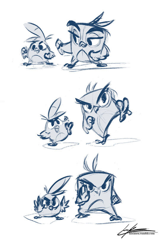 Three sketches of Dahlia and Luca doing kung-fu moves.