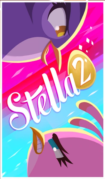 A poster, featuring Stella and Gale, the former scowling at the latter. Between them is the text 'Stella', followed by a golden egg with a '2' on it.