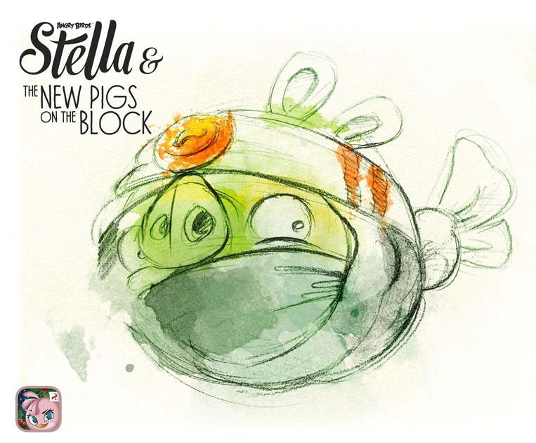 Watercolour drawing of Ninja Pig, a minion pig in a ninja costume.