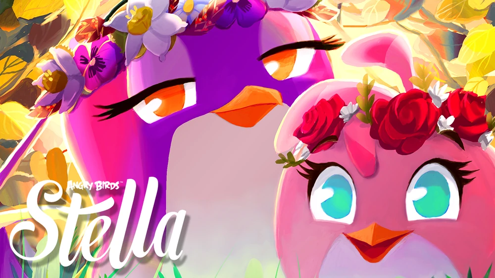 Stella and Gale wearing flower crowns.
