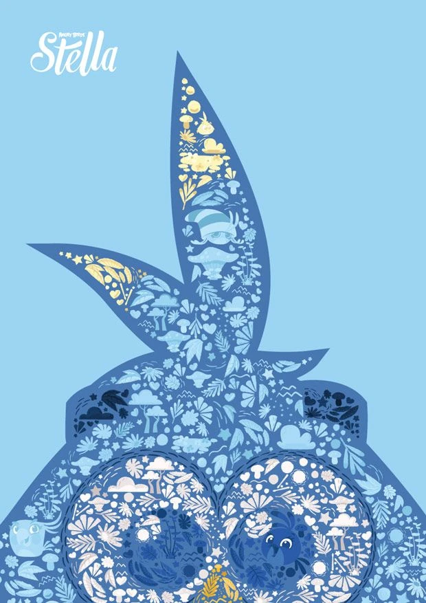 A picture of Luca made of tiny elements, such as plantlife, and his friends.