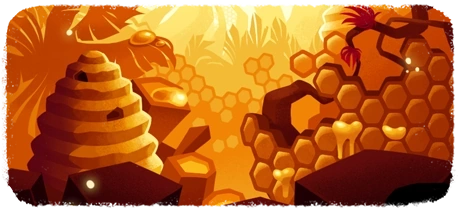 A bunch of massive honeycombs next to an equally massive skep.