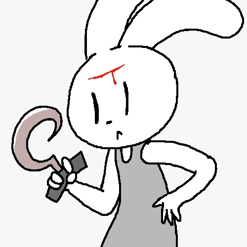 A bunny with a scar on her forehead, wielding a hook. In other words, Ruby from Ruby Quest.