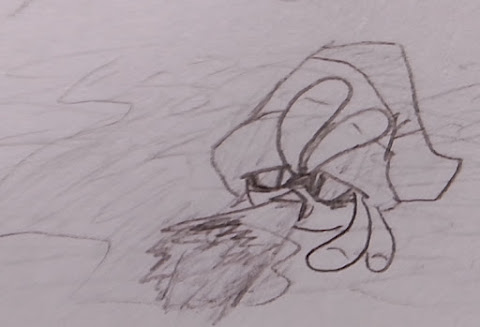 A sketch of Willow from Angry Birds Stella huffing on a fat blunt.