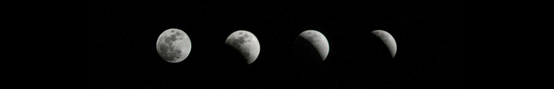 Four phases of the moon, from full to crescent.