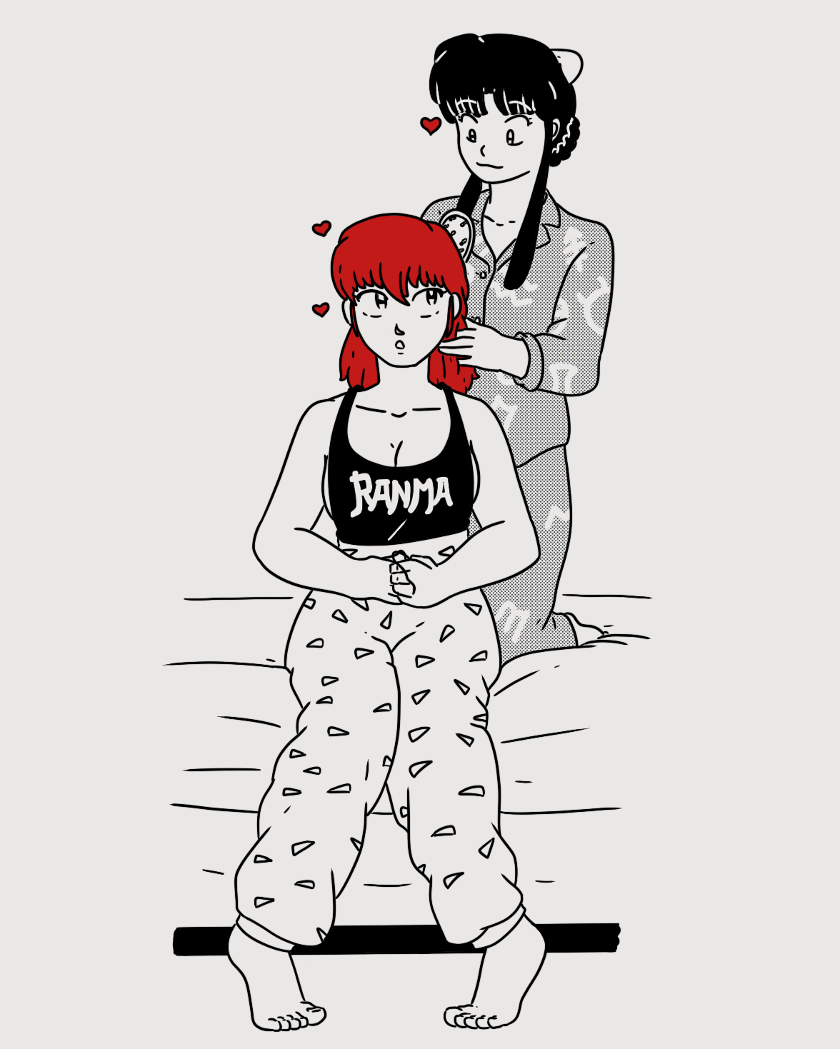 Akane brushing Ranma's hair. If the image isn't loading, try https://www. /inanewmoon/774858070306275328/tachi-neko-the-art-of-the-standing-cat