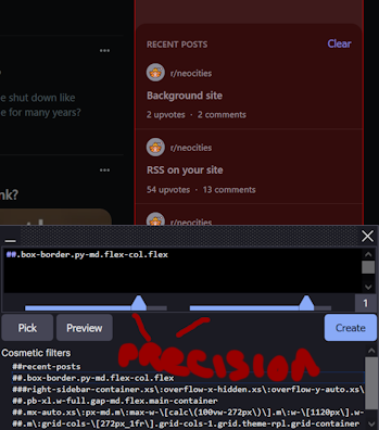 recent posts area of reddit, highlighted with red with the picker panel under it