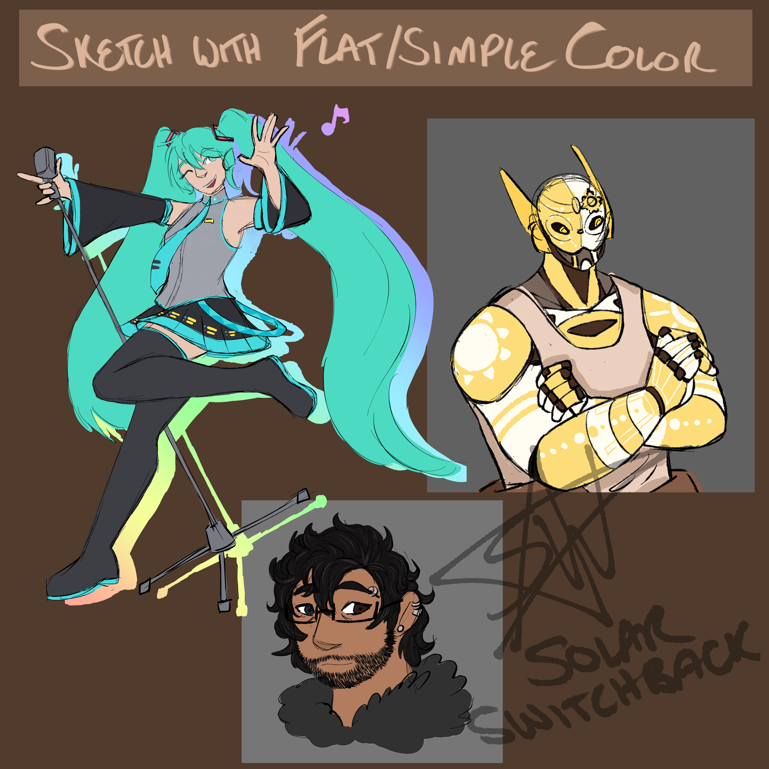Sketches w/ Flat/Simple Color Example