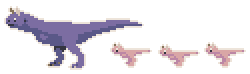 A pixel divider of a cute carnotaurus family