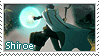 A stamp of Shiroe from Log Horizon casting a spell with his cape waving dramatically