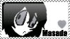 A stamp of Masada from Yumei Nikki with a small gray heart above his name