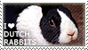 A stamp of a black and white tuxedo bunny with the text I love dutch rabbits