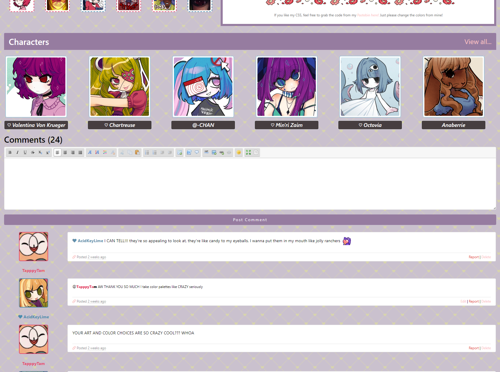 Free Art Fight CSS on Toyhouse
