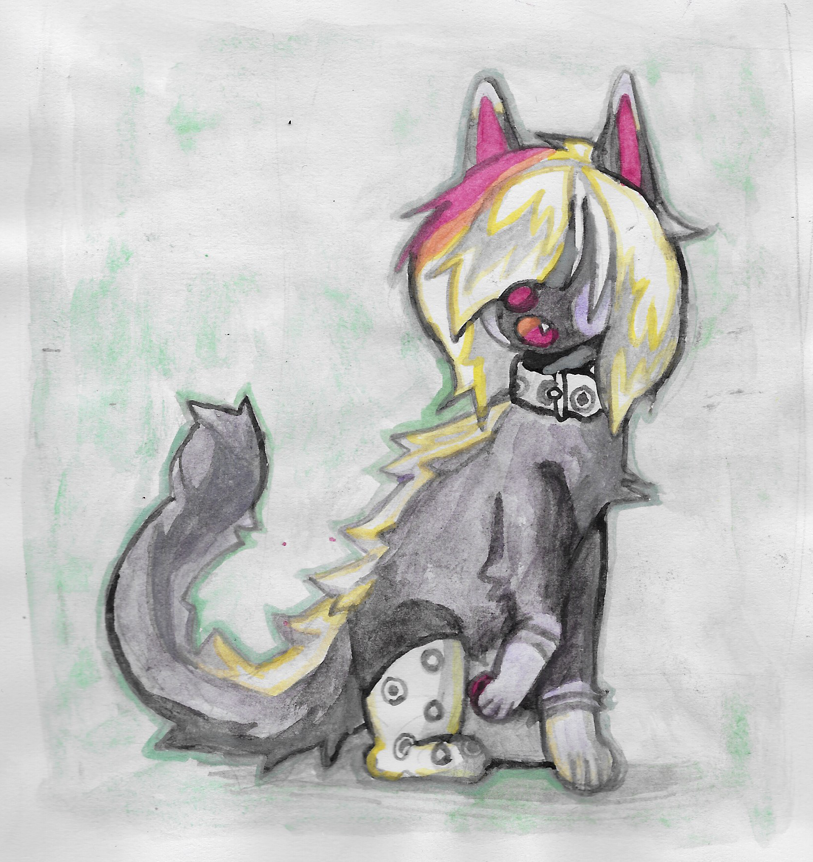 watercolour painting of my oc brandon howling