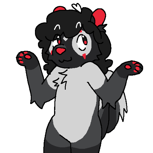 a telegram sticker of my fursona, rose, shrugging