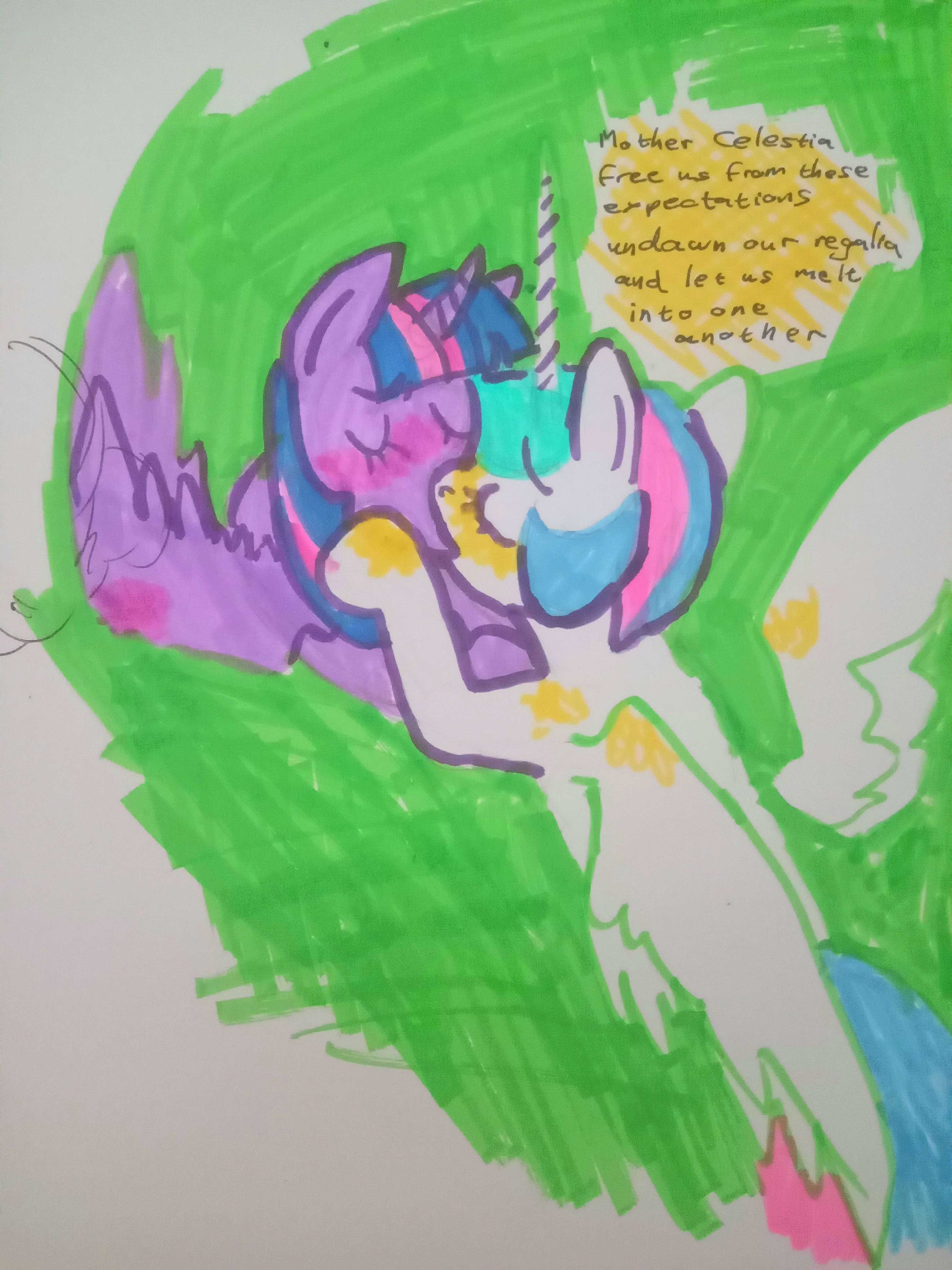 art showing a problematic affair between twilight sparkle and celestia