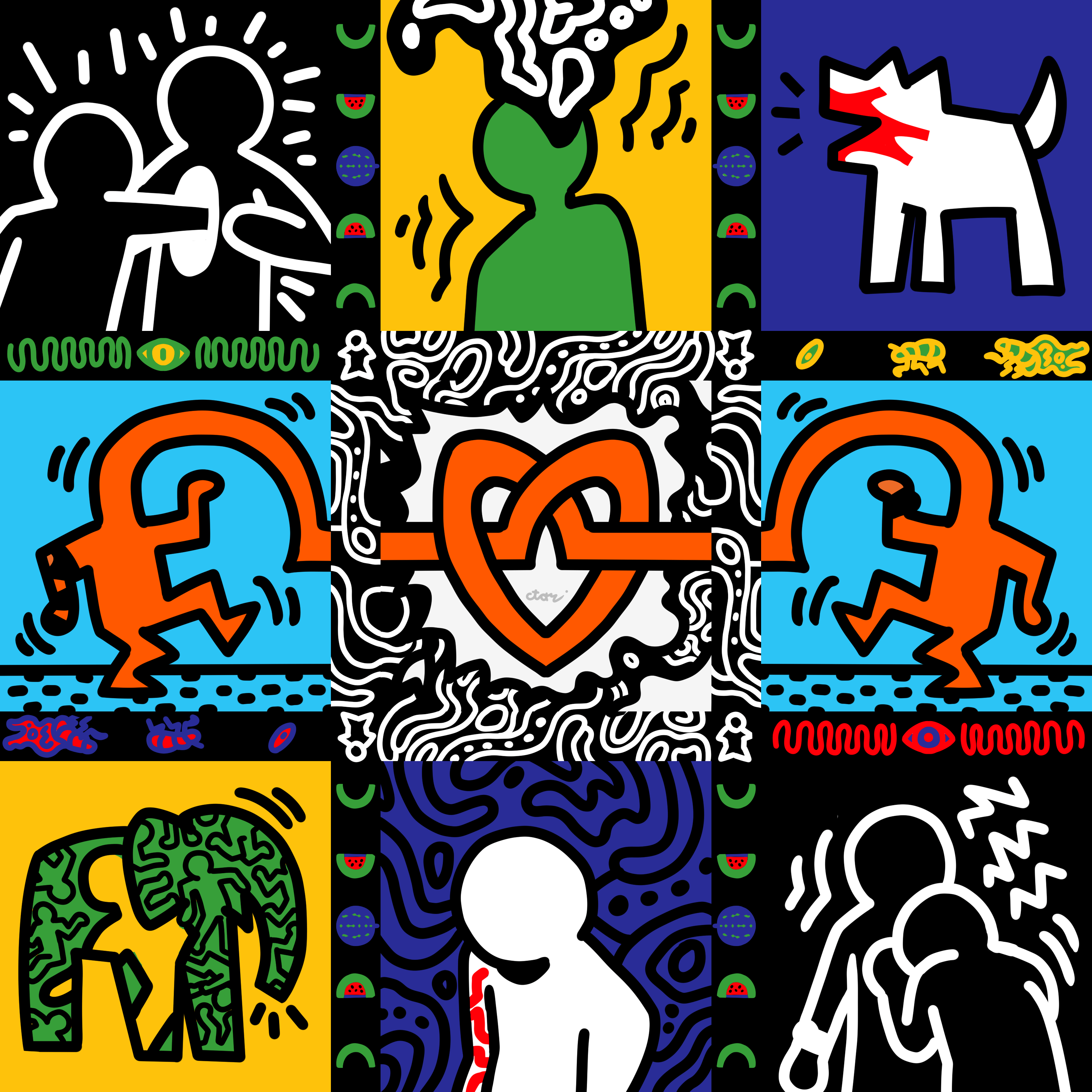 yoshikaru fanart in the stylings of artist Keith Haring