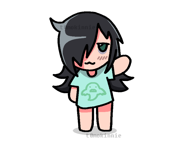 an simple chibi animation of tomoko waving