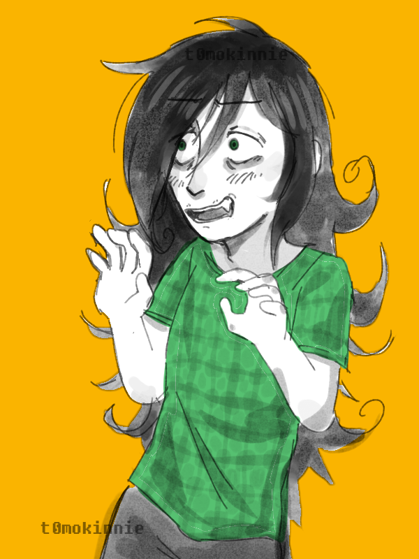sketch of tomoko being nervous