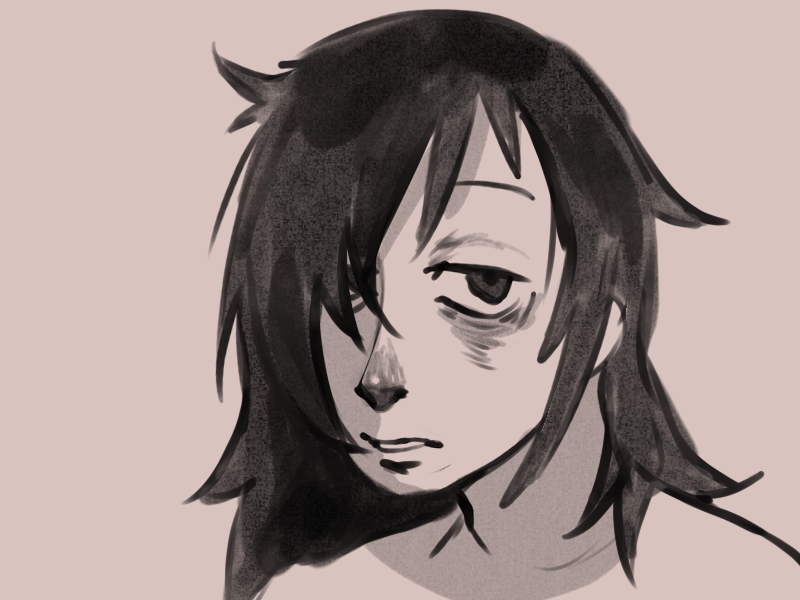 a sketch of a more masc tomoko