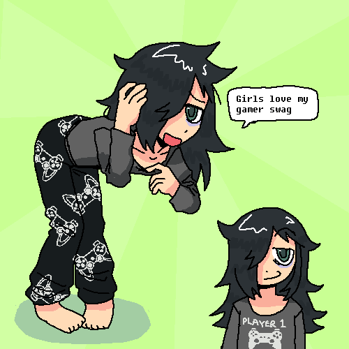 tomoko in my gamer pajamas