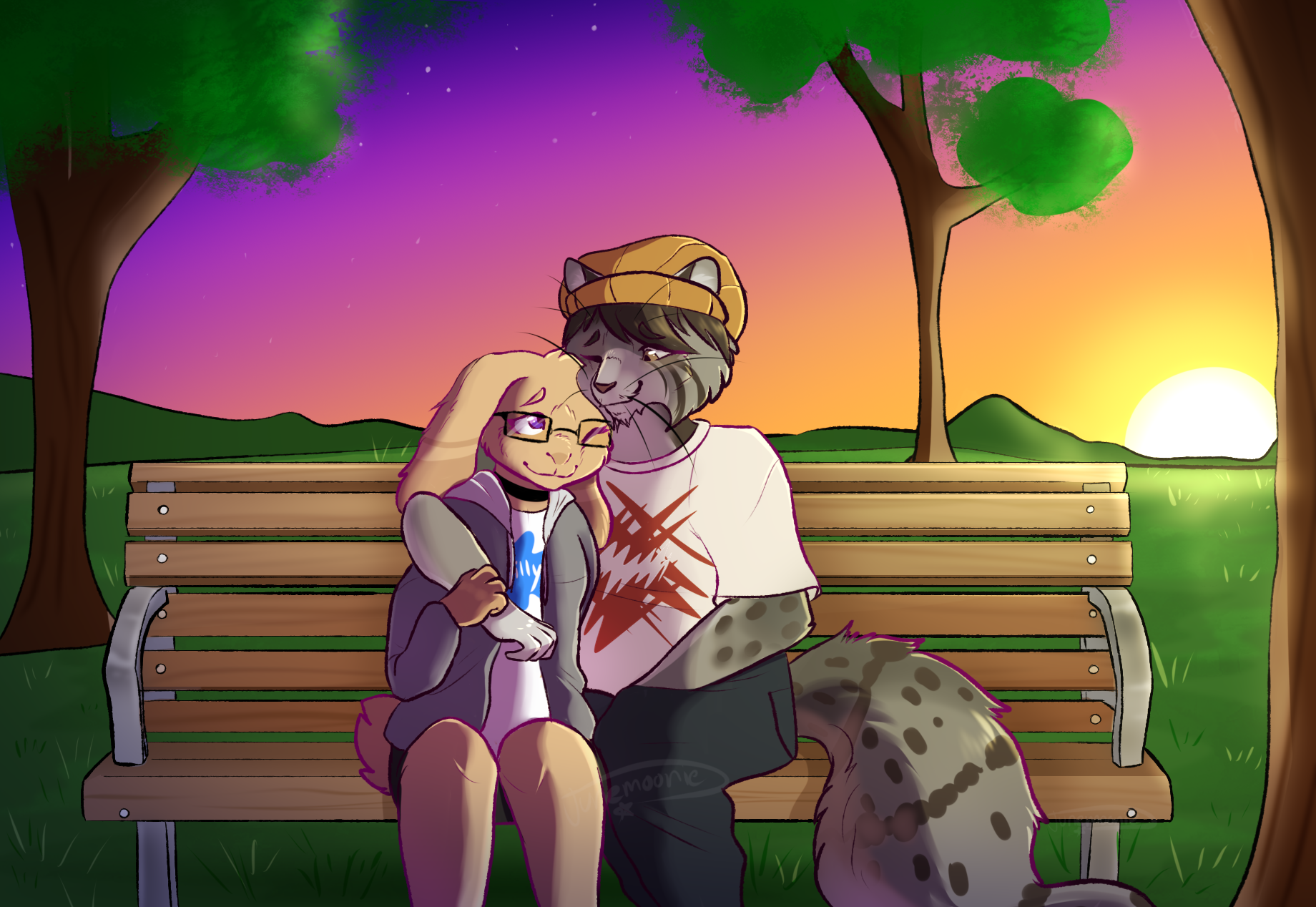 shaded halfbody 2 characters + background