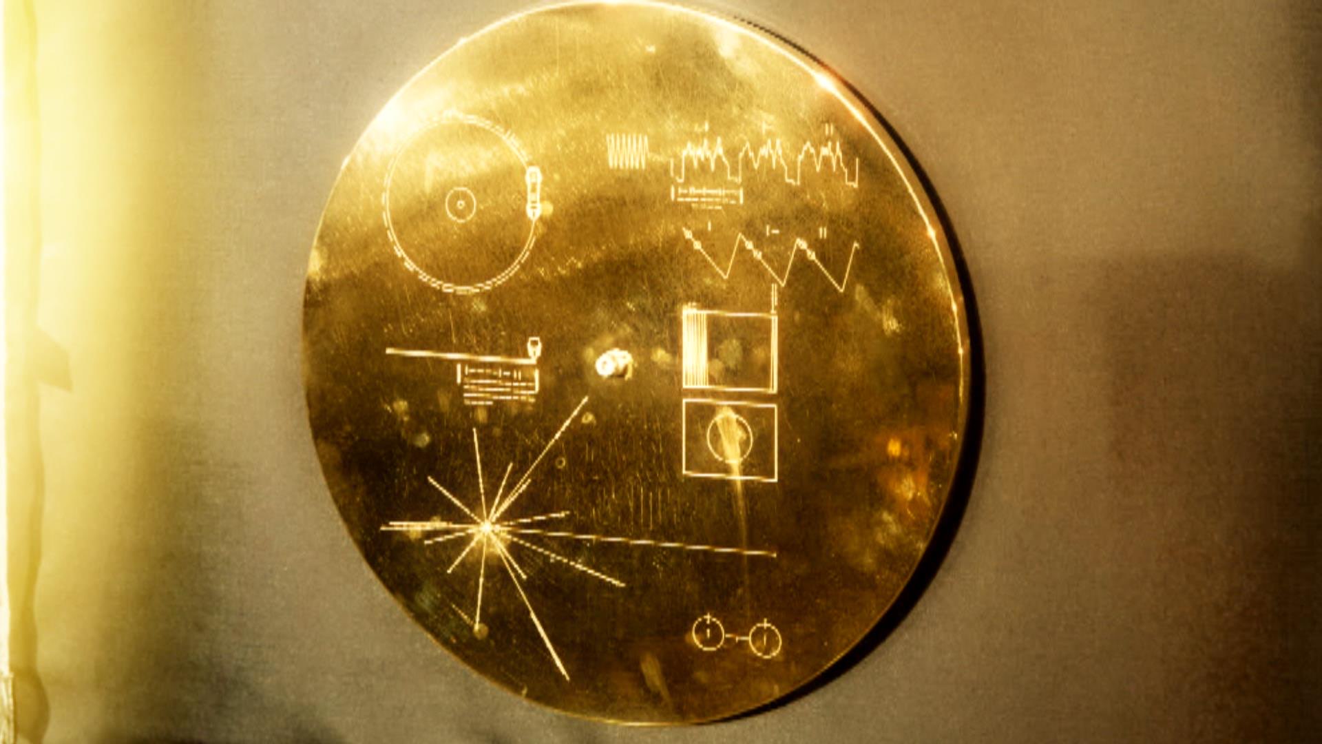 an angled picture of the cover of the golden record
