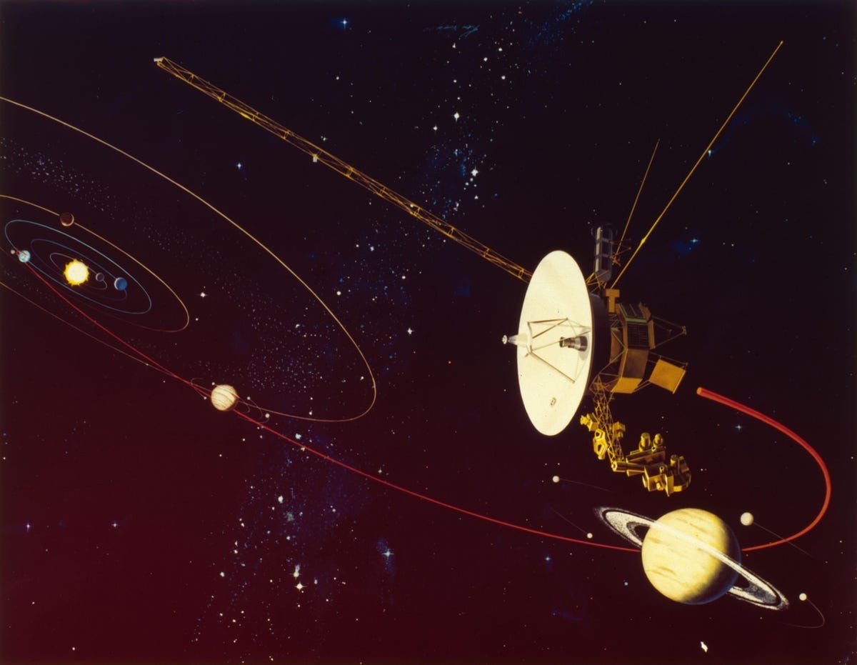 an artist’s rendition of the voyager 2 in space