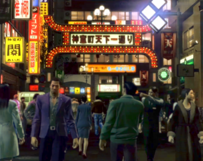 Image of Kamurocho's red gate from Yakuza Kiwami.