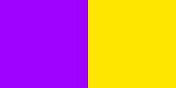 picture of 2 colors side-by-side. the left one is purple, the right one is yellow