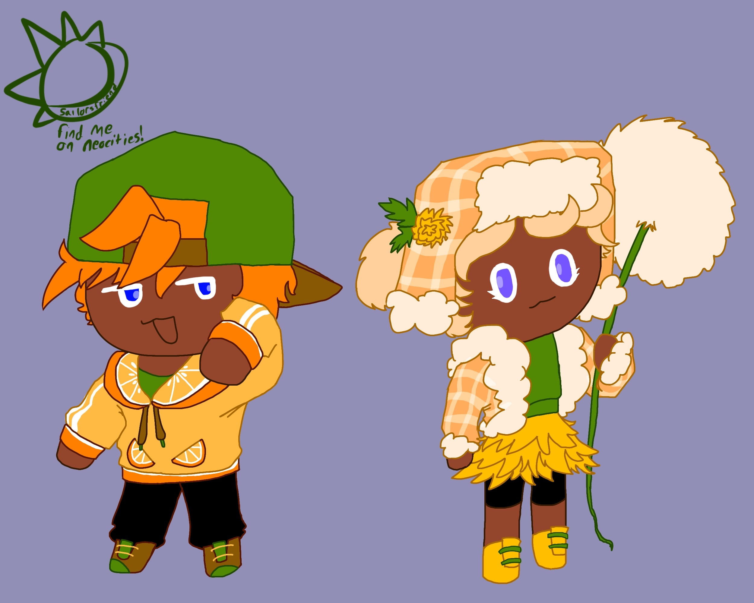 Two Cookie Run OCs in outfits themed around their flavor