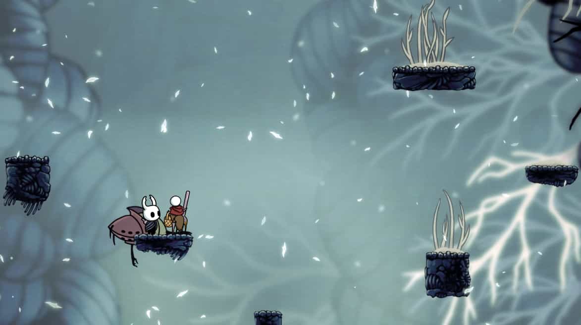 A fake Hollowknight screenshot featuring a trapdoor spider with a featureless mask.