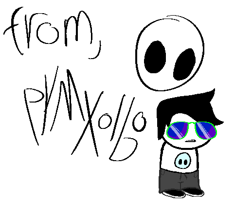 text that says "From, pYMxolbo" and also a pYMxolbo symbol and pYMxolbo's kidsona sprite thing