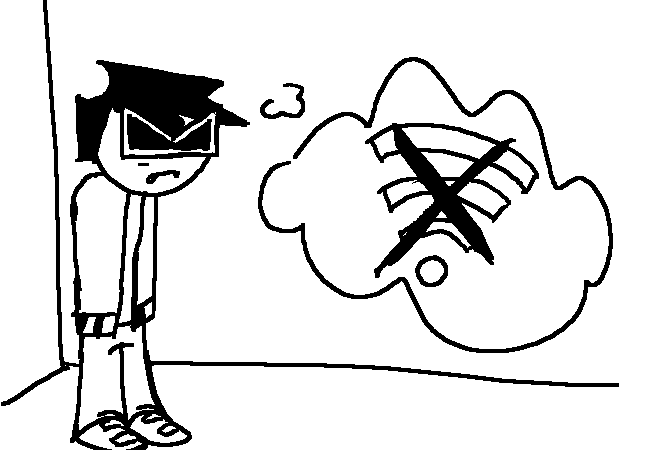 VisorDweeb imagining the generic Wifi signal symbol with a big X over it.