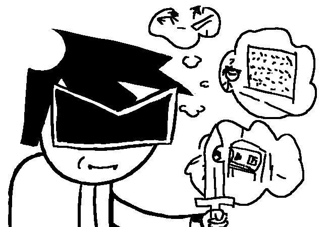 VisorDweeb thinking of all the stupid puzzles so far, and holding the WEIRD KNIFE.