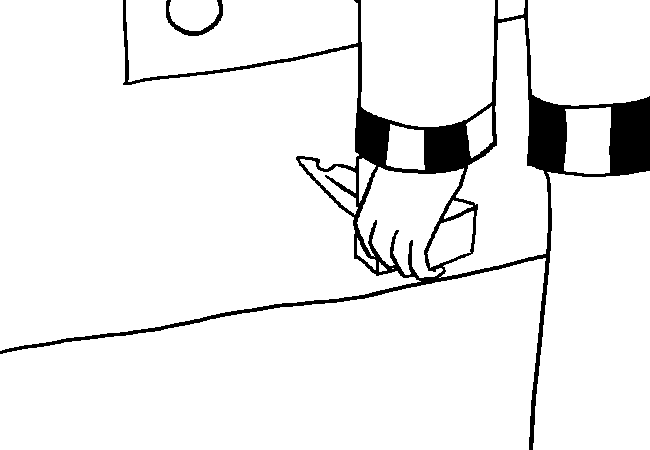 VisorDweeb holding the KNIFE with a shaky hand.