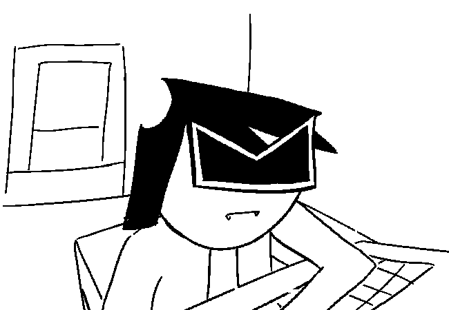 VisorDweeb sitting at the Terminal, pondering.