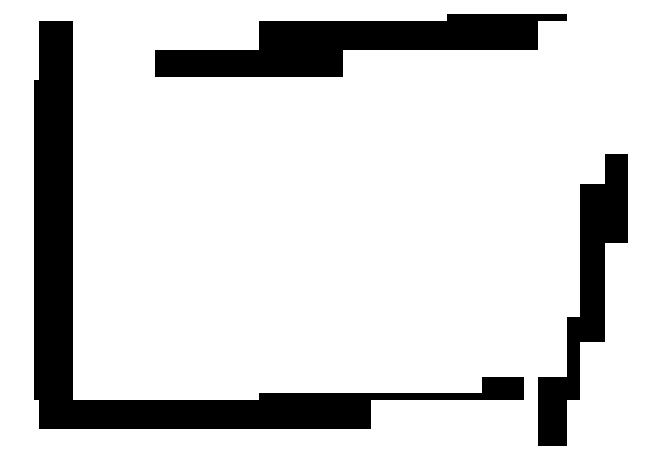 Stick figure standing in room with something on the ground.