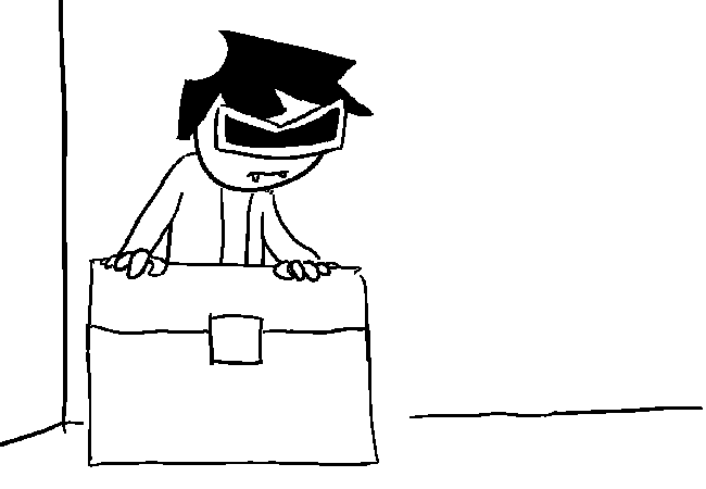 VisorDweeb standing behind the Chest.