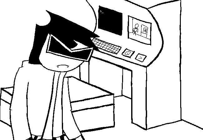 VisorDweeb shaking a bit and then taking a breath while closing eyes (you cant see the eyes) and then a flash of something appears on screen for a moment.